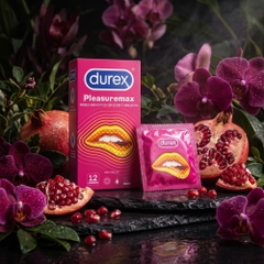 Bao cao su Durex Pleasuremax gân và điểm nổi hộp 12 chiếc
