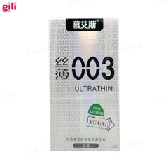 Bao cao su siêu mỏng Muaisi 0.03 Trắng hộp 12 chiếc Ultrathin chính hãng