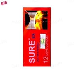 Bao cao su gia đình Sure Ex Dotted & Ribbed hộp 12 chiếc chính hãng