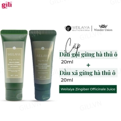 Bộ gội xả Hà Thủ Ô Weilaiya Zingiber 20ml + 20ml chính hãng