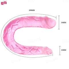 Dương vật giả Baile Double Dong 2 đầu silicone trong suốt chính hãng