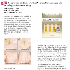 Serum tế bào gốc Eldas EG Tox Program Coreana set 4 ống chính hãng