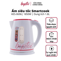 Bình đun siêu tốc, ấm siêu tốc bền đẹp, thân nhựa cao cấp, dung tích 1.8L Smartcook KES-0696