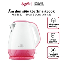 Ấm siêu tốc đun nước siêu nhanh Inox 304 2 lớp chống phỏng Smartcook 1,5Lít KES-3862