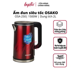 Ấm siêu tốc Osako, bình đun siêu tốc 2 lớp Osako OSA-250 công suất 1500W