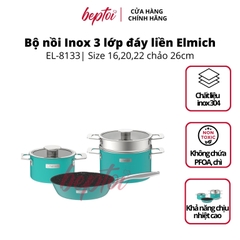 Bộ nồi bếp từ Inox liền khối Elmich Hera EL- 8133 size 16,20,22 chảo 26cm