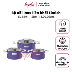 Bộ nồi bếp từ Inox liền khối Elmich Hera EL- 8191 size 18, 20, 26cm