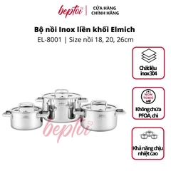 Nồi bếp từ inox liền khối Elmich Trimax ECO EL-8001 size 18, 20, 26cm