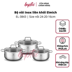 Nồi bếp từ inox liền khối Elmich Trimax XR EL-3843 size 16, 20, 24cm