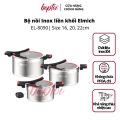 Nồi bếp từ Inox liền khối Elmich Milano EL, bộ nồi đáy từ cao cấp ELMICH EL-8090