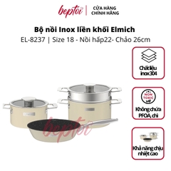 Nồi bếp từ Inox liền khối Elmich Hera size 20, nồi hấp 22, chảo 26cm ELMICH EL-8237