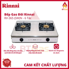 Bếp Gas Rinnai / Bếp Ga Đôi 6 Tấc RV-365 N Series / Có Đầu Hâm - Hàng Chính Hãng