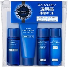 Set Dưỡng Da Shiseido Aqualabel Màu Xanh Mini 4 Món