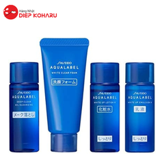 Set Dưỡng Da Shiseido Aqualabel Màu Xanh Mini 4 Món