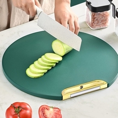 Thớt Nhựa Xanh Kháng Khuẩn 35CM, Thớt Nhựa Tròn Có Giá Đỡ Xoay 360 Độ Chống Ẩm Mốc A4313