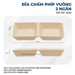 Chén Dĩa Đựng Nước Chấm Vuông Việt Nhật 2 Ngăn, Chén Đựng Gia Vị Tương Ớt (1220) A1222