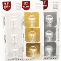 Vỉ 3 Móc Dán Tường Cao Cấp Siêu Dính Chịu Lực Tốt Treo Tường Chắc Chắn 6x6 cm A2534