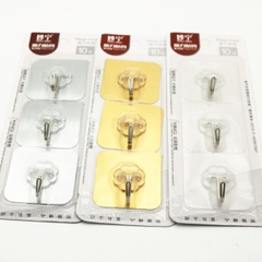 Vỉ 3 Móc Dán Tường Cao Cấp Siêu Dính Chịu Lực Tốt Treo Tường Chắc Chắn 6x6 cm A2534