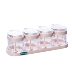 Bộ 4 Lọ Đựng Gia Vị Hokori Cao Cấp Size Lớn, Hũ Đựng Gia Vị Có Thìa Nhựa Trong Suốt Loại Xịn A4561