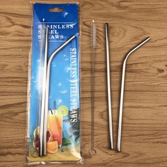 Bộ 2 Ống Hút Inox Kèm Cọ Rửa Vệ Sinh, Vỉ 2 Ống Hút Kim Loại Cao Cấp A2043