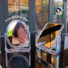 Gương trang điểm trong suốt để bàn 2 mặt gương xoay 360 độ thiết kế phong cách Hàn Quốc A4351