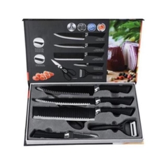 Bộ Dao 6 Món Hình Gợn Sóng - Bộ Dao Kéo Nhà Bếp Chống Gỉ Tiện Lợi Đa Năng A4533