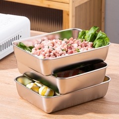Hộp Đựng Thực Phẩm inox Có Nắp, Khay inox Bảo Quản Thực Phẩm Tủ Lạnh A4331