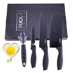Bộ Dao 5 Món BUCK-T Làm Bếp Đa Năng Thép Hợp Kim Không Gỉ Cao Cấp - Màu Đen A2623