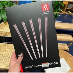 Hộp 5 Đôi Đũa Inox 304 Chống Trơn Trượt Cao Cấp Hàn Quốc, Đũa Inox An toàn Vệ Sinh Chống ẩm mốc A2832