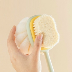Cây Bông Tắm Chà Lưng 2 Mặt Kèm Bàn Chải cọ da mền mịn đồ dùng nhà tắm A3941
