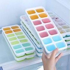 Khay Làm Đá Silicon Có Nắp Đậy 14 Viên Bảo Quản Chống Mùi A5312