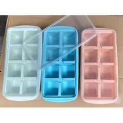 Khay Đá 8 Viên Vuông có nắp Việt Nhật nhựa dẻo, vỉ đá 8 ô, khay trữ đồ ăn dặm cho bé, khuôn làm thạch bền đẹp (6932) A5342