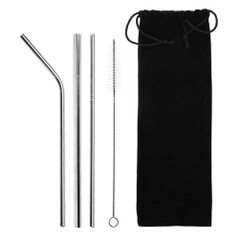 Bộ 3 Ống Hút Inox Kèm Cọ Rửa Vệ Sinh Có Túi Đựng Dây Rút Canvas A2042