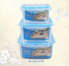 Bộ 3 Hộp Đựng Thực Phẩm Hình Vuông Việt Nhật, Hộp Nhựa Đựng Thức Ăn Bỏ Tủ lạnh ( 6537) A1662