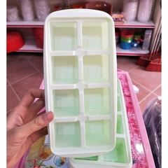 Khay Đá 8 Viên Vuông có nắp Việt Nhật nhựa dẻo, vỉ đá 8 ô, khay trữ đồ ăn dặm cho bé, khuôn làm thạch bền đẹp (6932) A5342