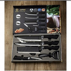 Bộ Dao 6 Món Hình Gợn Sóng - Bộ Dao Kéo Nhà Bếp Chống Gỉ Tiện Lợi Đa Năng A4533