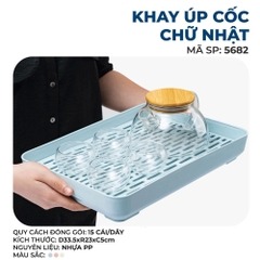Khay Úp Ly Cốc Hình Chữ Nhật Đựng Bình Trà Nhựa Việt Nhật Cao Cấp (5682) A2161
