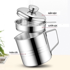 Ca Lọc dầu ăn Inox 304 Siêu Bền Có Lưới Lọc Cặn Dư Thừa A3862