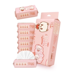 Bịch 8 Gói Khăn Giấy Ướt Mini Hoạt Hình Cao Cấp Bỏ Túi Tiện Lợi (64 khăn) A2724