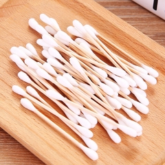 Hộp 500 Tăm Bông Thân Gỗ Tre Ngoáy Tai 2 Đầu Tròn Cotton dùng cho người lớn an toàn khi sử dụng A4942