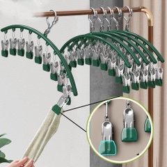 Móc Treo Phơi Đồ 10 Kẹp Inox Giữ Chống Gió, Móc Treo Tất Vớ Đồ Lót Quần Áo Trẻ Em Chống Trượt A3321