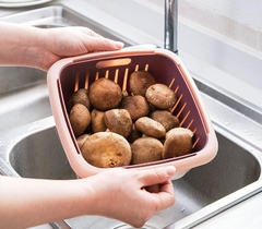 Rổ Nhựa Kèm Chậu Có Nắp Đậy Chống Bụi Tiện Dụng A1762