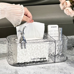 Hộp Đựng Khăn Giấy Ăn Trong Suốt Nhựa Acrylic Họa Tiết Gợn Sóng A1673