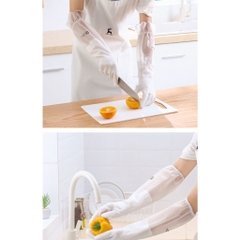 Găng Tay Rửa Chén Bát Siêu Dai Cổ Cao Có Chun Chống Tụt Chống Nước A4133