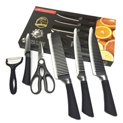 Bộ Dao 6 Món Hình Gợn Sóng - Bộ Dao Kéo Nhà Bếp Chống Gỉ Tiện Lợi Đa Năng A4533