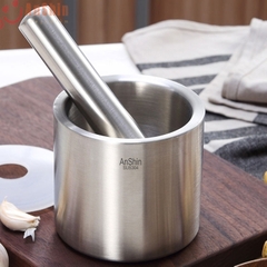 Bộ Cối Chày Inox 304 Thép Không gỉ kèm nắp đậy A4341