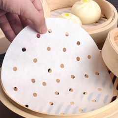 Bịch 100 Tờ Giấy Nến Đục Lỗ Tròn Lót Xửng Hấp Thấm Dầu Ăn Size 23cm HA402