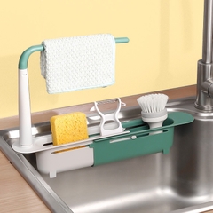 Kệ Nhựa Đựng Đồ Rửa Chén Có Móc Treo Khăn Kệ Nhà Bếp Giá Đựng Đồ Rửa Chén Tiện Lợi A3312