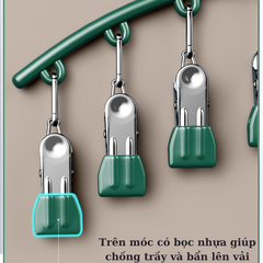 Móc Treo Phơi Đồ 10 Kẹp Inox Giữ Chống Gió, Móc Treo Tất Vớ Đồ Lót Quần Áo Trẻ Em Chống Trượt A3321