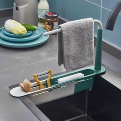 Kệ Nhựa Đựng Đồ Rửa Chén Có Móc Treo Khăn Kệ Nhà Bếp Giá Đựng Đồ Rửa Chén Tiện Lợi A3312